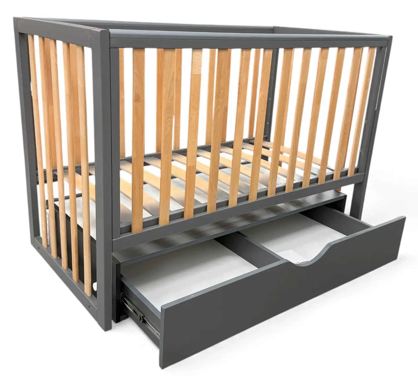 Кроватка с ящиком Eucalyptus Mia Elite Premium Transversal (Graphite/Natural) - 6