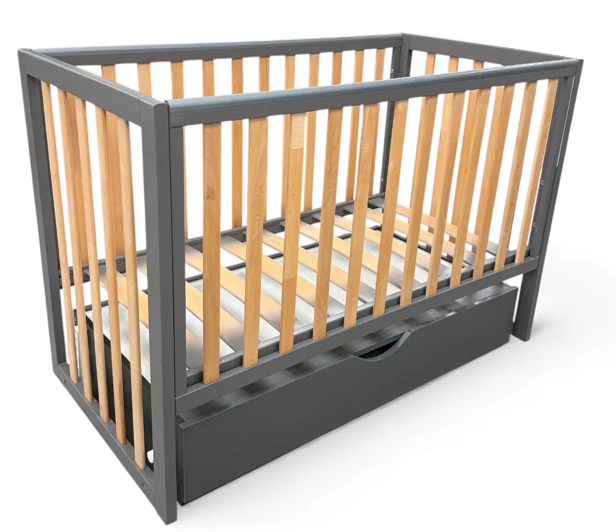 Кроватка с ящиком Eucalyptus Mia Elite Premium Transversal (Graphite/Natural)
