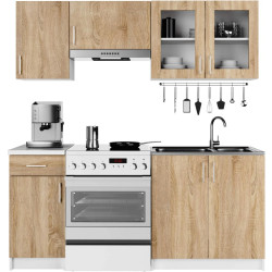 Кухня Akord Lima с витриной H580 1.8м (White/Sonoma Oak) Thumb