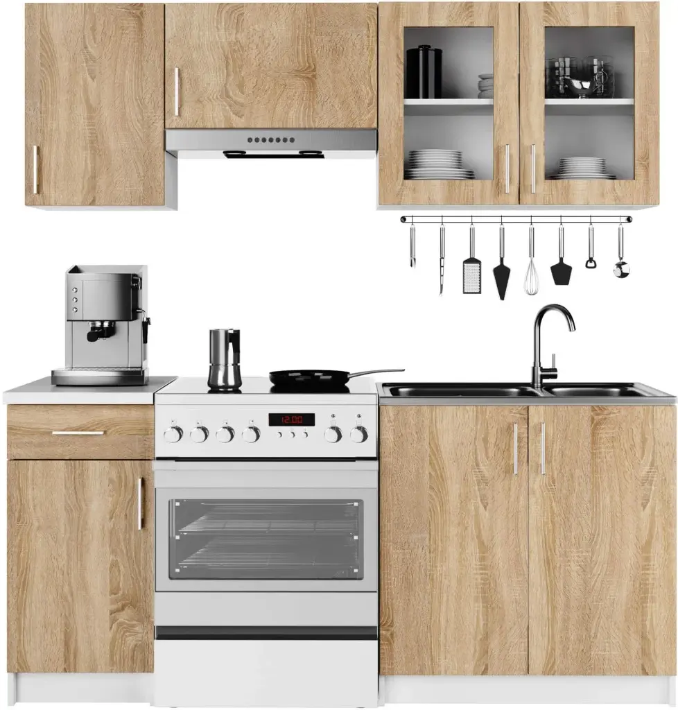 Кухня Akord Lima с витриной H580 1.8м (White/Sonoma Oak) - 2