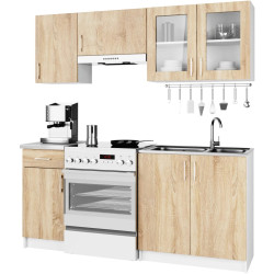 Кухня Akord Lima с витриной H580 1.8м (White/Sonoma Oak) Thumb