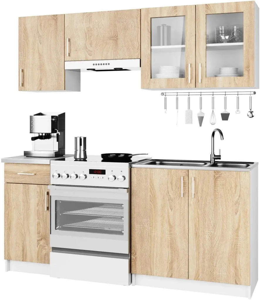 Кухня Akord Lima с витриной H580 1.8м (White/Sonoma Oak) - 3