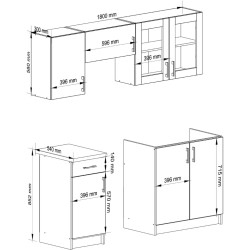 Кухня Akord Lima с витриной H580 1.8м (White/Sonoma Oak) Thumb
