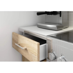 Bucatarie Akord Lima cu vitrina H580 2.4m (White/Sonoma Oak) Thumb