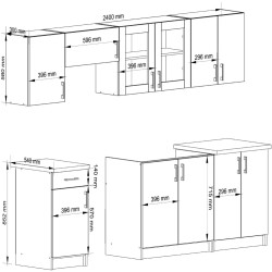 Bucatarie Akord Lima cu vitrina H580 2.4m (White/Sonoma Oak) Thumb