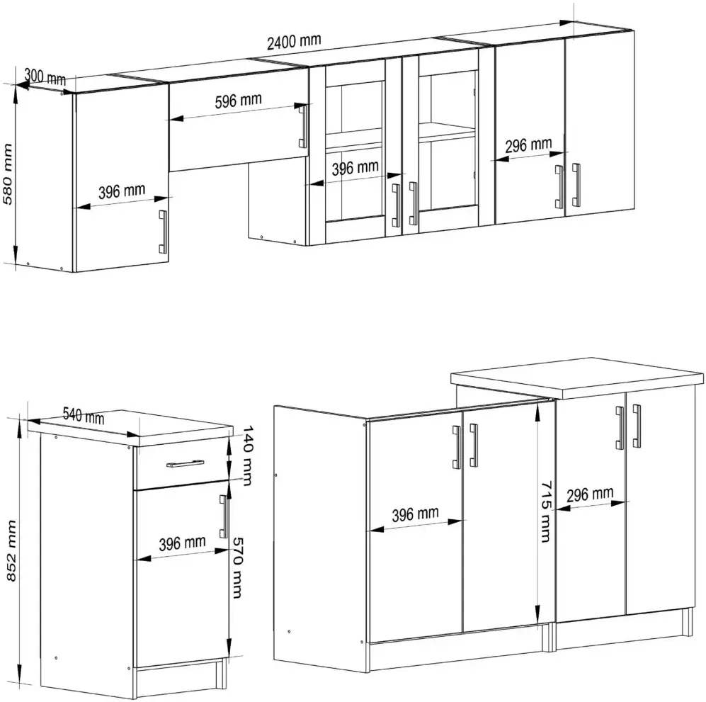 Bucatarie Akord Lima cu vitrina H580 2.4m (White/Sonoma Oak) - 13