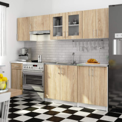 Bucatarie Akord Lima cu vitrina H580 2.4m (White/Sonoma Oak)