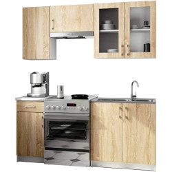 Bucatarie Akord Lima cu vitrina H720 1.8m (White/Sonoma Oak) Thumb