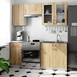 Bucatarie Akord Lima cu vitrina H720 1.8m (White/Sonoma Oak)