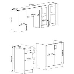 Bucatarie Akord Lima cu vitrina H720 1.8m (White/Sonoma Oak) Thumb