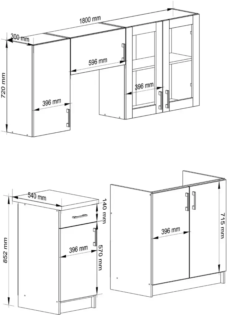 Bucatarie Akord Lima cu vitrina H720 1.8m (White/Sonoma Oak) - 8