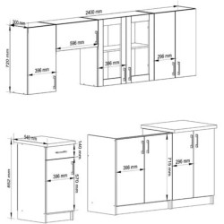 Кухня Akord Lima с витриной H720 2.4м (White/Sonoma Oak) Thumb