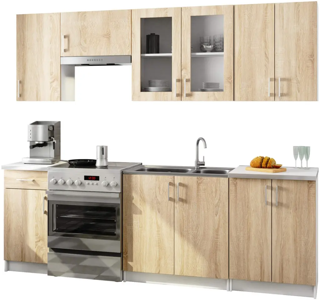 Кухня Akord Lima с витриной H720 2.4м (White/Sonoma Oak) - 4