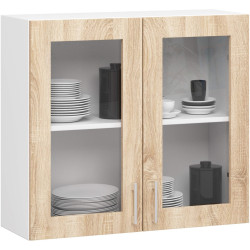 Кухня Akord Lima с витриной H720 2.4м (White/Sonoma Oak) Thumb
