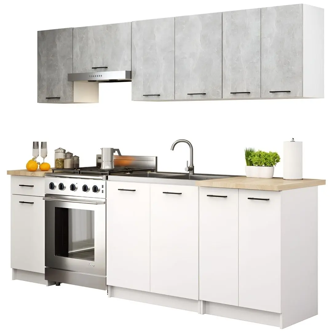 Bucatarie Akord Oliwia 2.4m (Concrete/White)