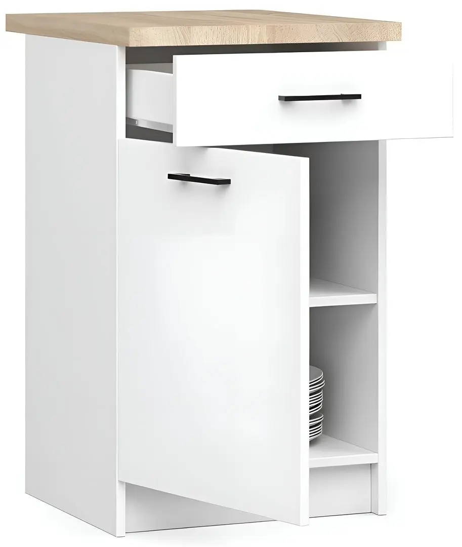 Bucatarie de colt Akord Oliwia 3.0m (Concrete/White)