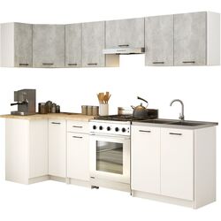 Bucatarie de colt Akord Oliwia 3.0m (Concrete/White) Thumb