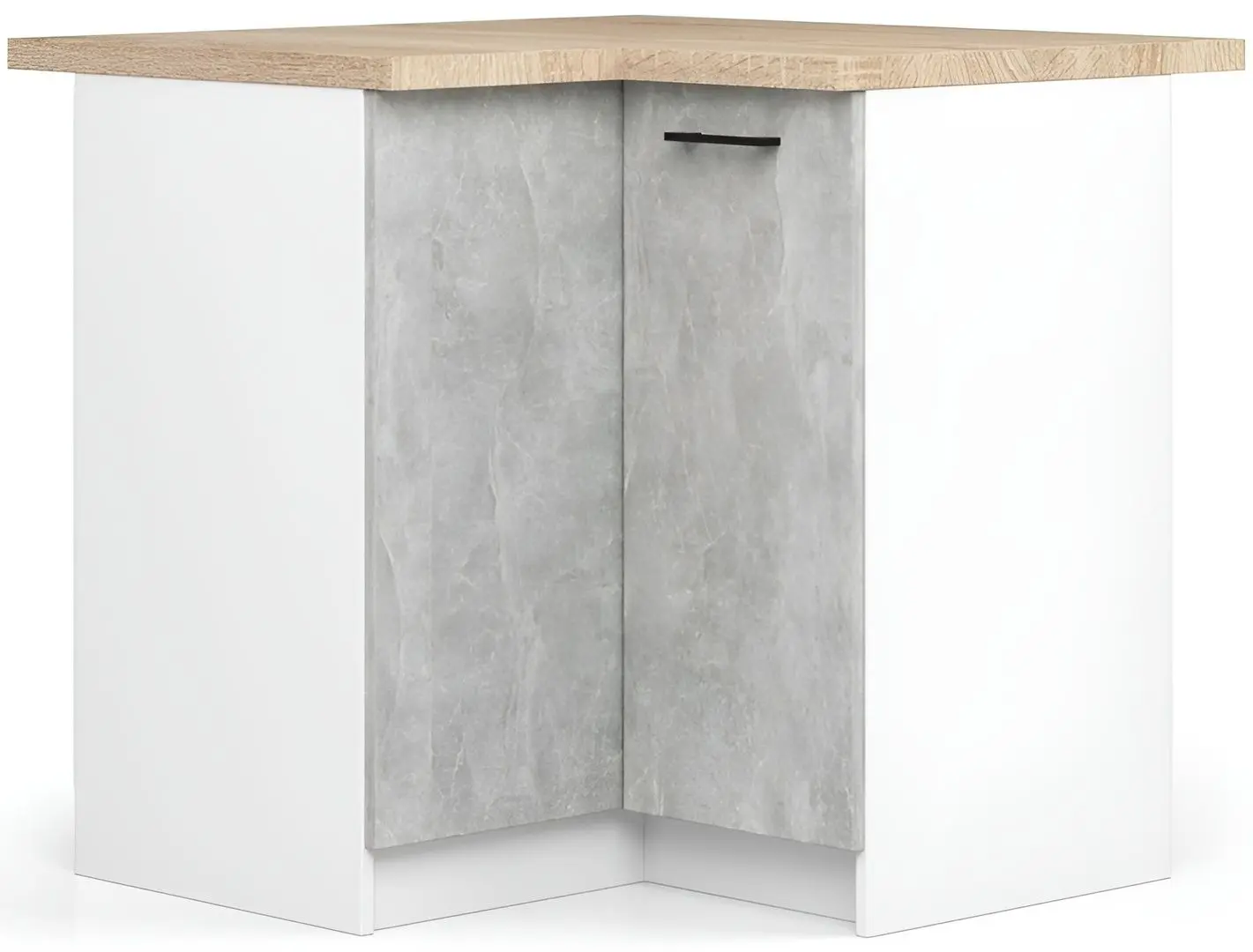 Bucatarie de colt Akord Oliwia 3.0m (White/Concrete)