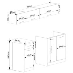Bucatarie Akord Oliwia G1 1.8m (White/Concrete) Thumb