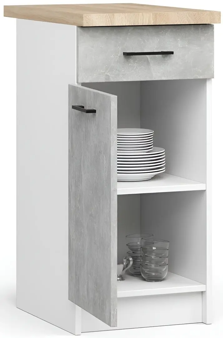 Bucatarie Akord Oliwia G1 1.8m (White/Concrete)