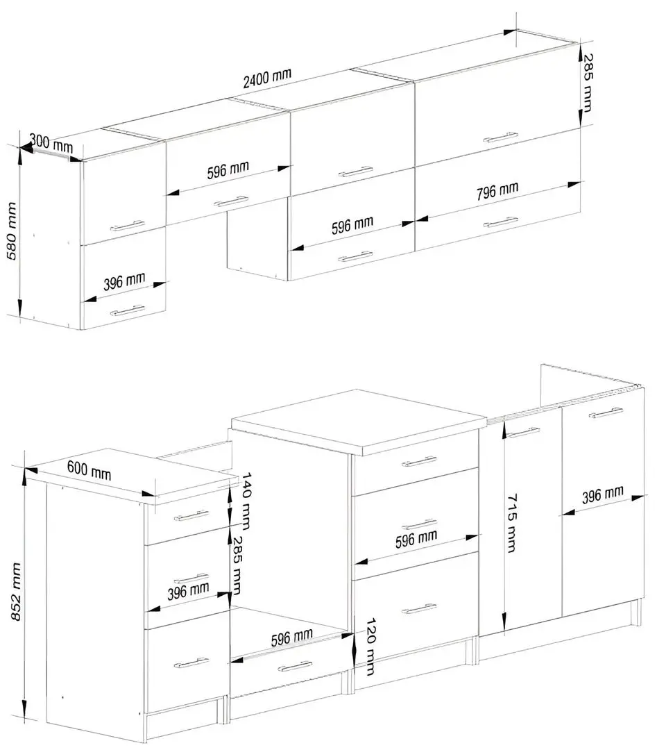 Bucatarie Akord Oliwia G2 2.4m (White/Concrete)