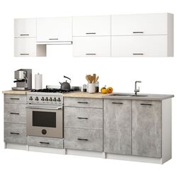 Bucatarie Akord Oliwia G2 2.4m (White/Concrete) Thumb