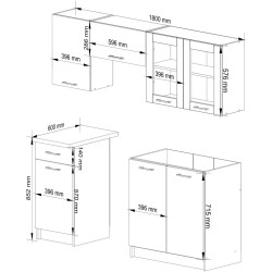 Кухня Akord Oliwia с витриной H580 1.8м (Concrete Grey) Thumb