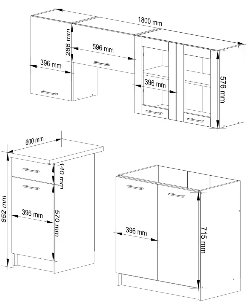 Bucatarie Akord Oliwia cu vitrina H580 1.8m (White) - 8