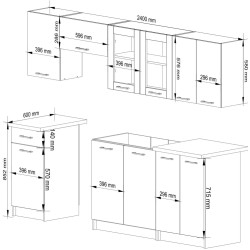 Кухня Akord Oliwia с витриной H580 2.4м (Concrete Grey) Thumb