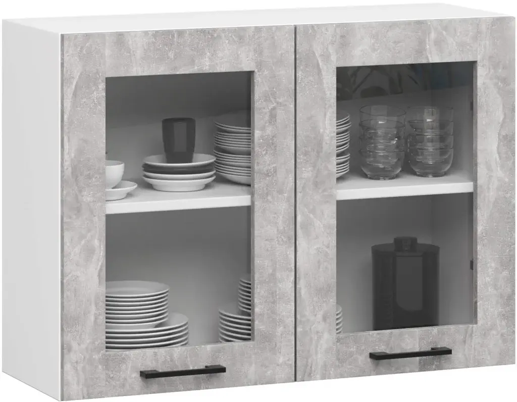 Кухня Akord Oliwia с витриной H580 2.4м (Concrete Grey) - 6