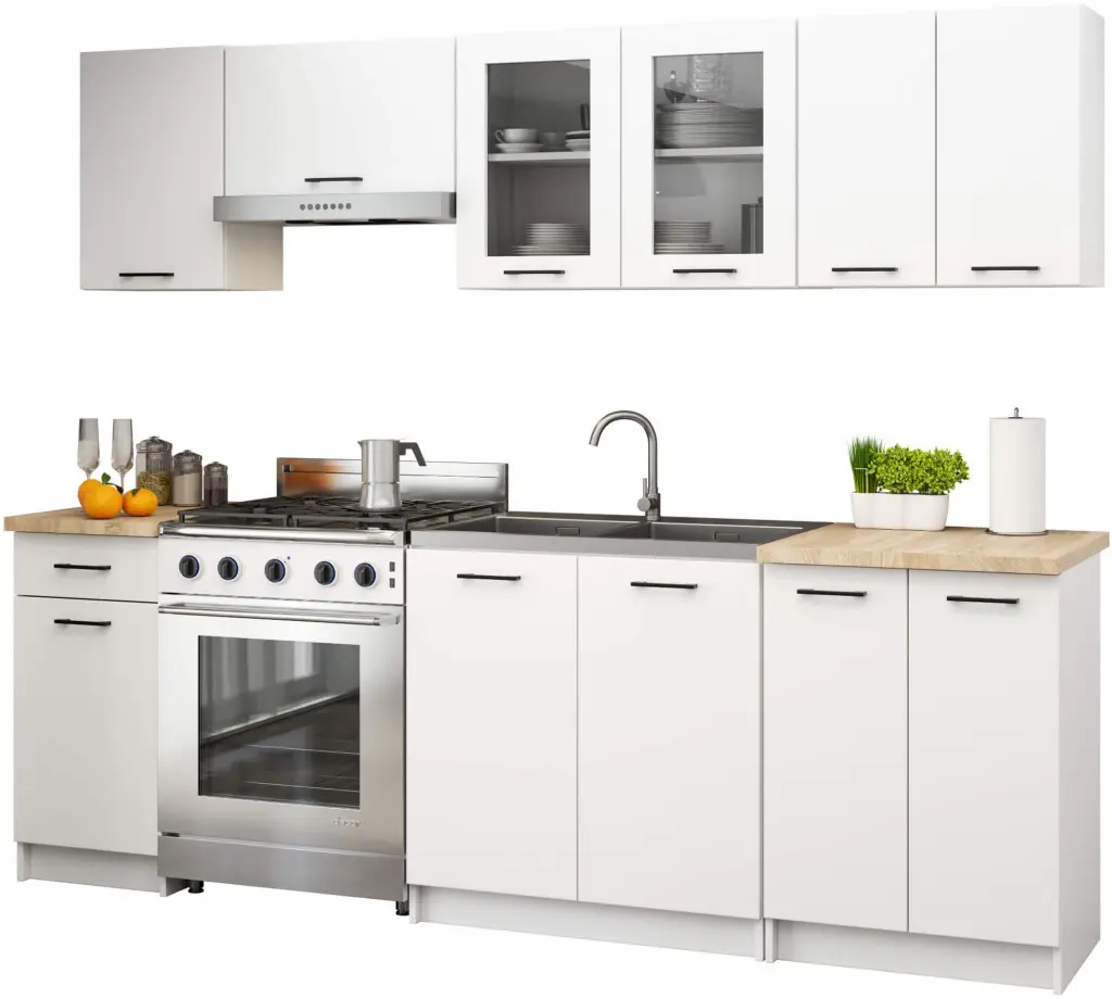 Кухня Akord Oliwia с витриной H580 2.4м (White) - 3