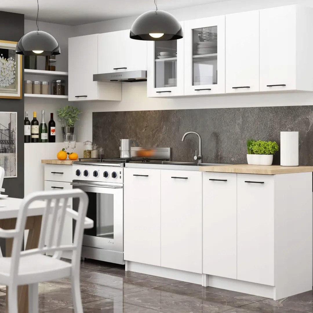 Кухня Akord Oliwia с витриной H580 2.4м (White)