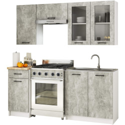 Bucatarie Akord Oliwia cu vitrina H720 1.8m (Concrete Grey) Thumb