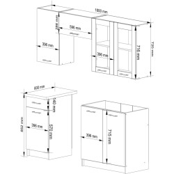 Bucatarie Akord Oliwia cu vitrina H720 1.8m (Concrete Grey) Thumb