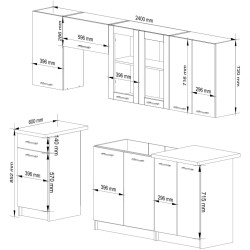 Кухня Akord Oliwia с витриной H720 2.4м (Concrete Grey) Thumb