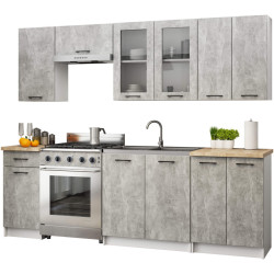 Кухня Akord Oliwia с витриной H720 2.4м (Concrete Grey) Thumb