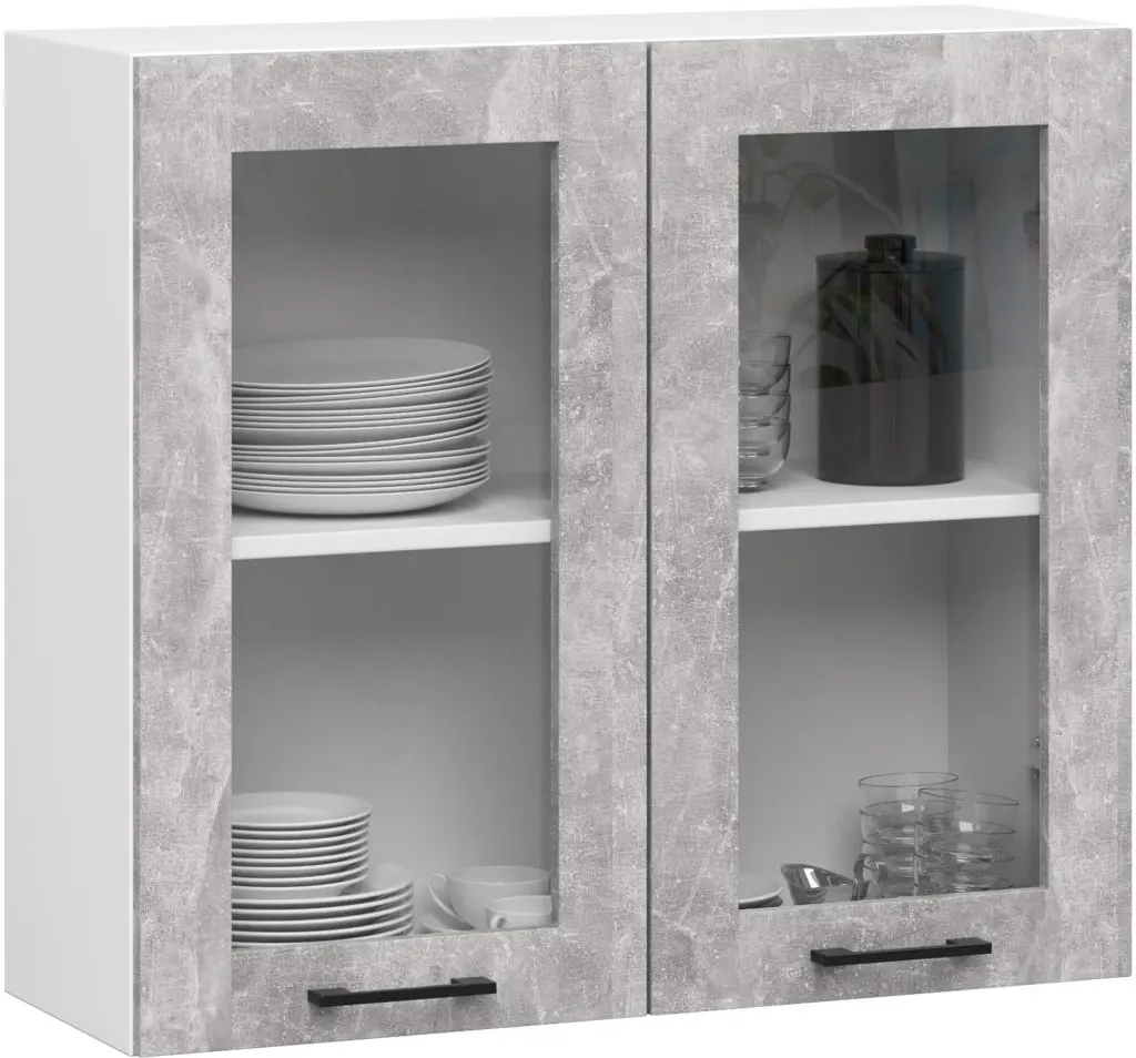 Кухня Akord Oliwia с витриной H720 2.4м (Concrete Grey) - 6