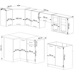 Кухня угловая Akord Oliwia с витриной H580 3м (Concrete Grey) Thumb