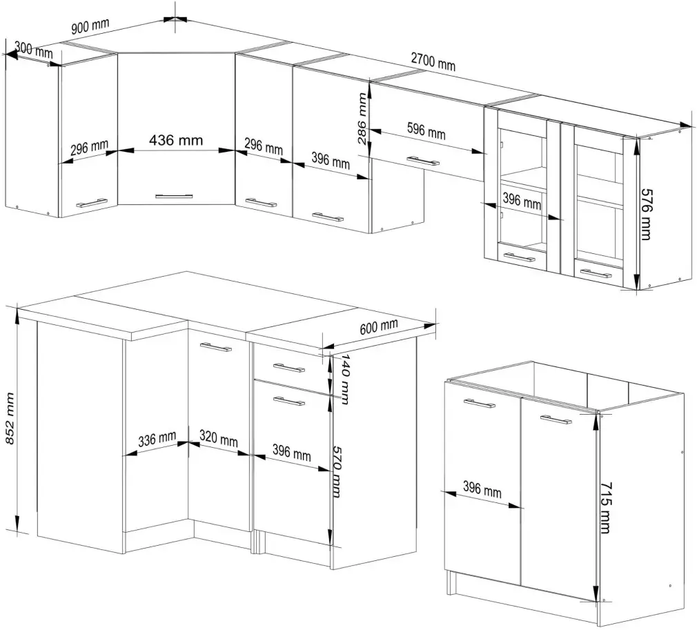 Кухня угловая Akord Oliwia с витриной H580 3м (Concrete Grey) - 11