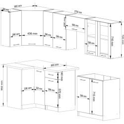 Bucatarie de colt Akord Oliwia cu vitrina H720 3m (Concrete Grey) Thumb