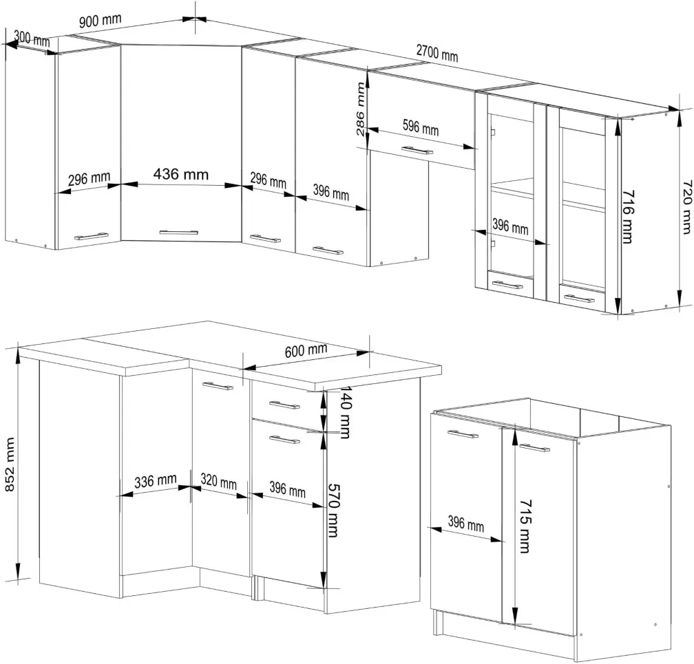 Кухня угловая Akord Oliwia с витриной H720 3м (White) - 11