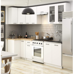 Bucatarie de colt Akord Oliwia cu vitrina H720 3m (White)