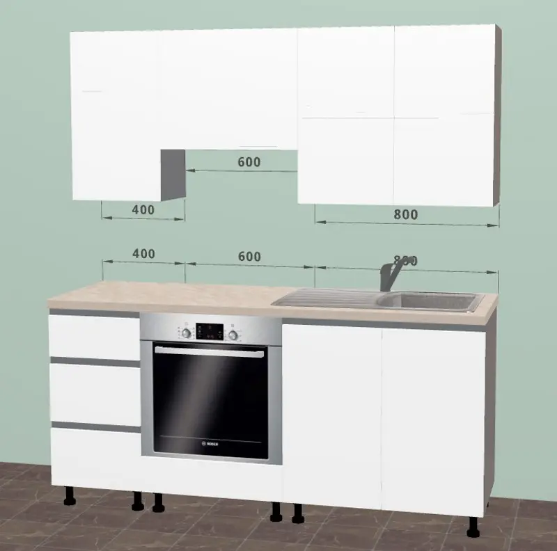 Bucatarie modulara Ambianta Astra 2 1.8m (Alb/Grafit)
