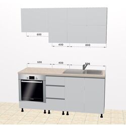 Bucatarie modulara Ambianta Astra 2 1.8m (Gri Deschis/Grafit) Thumb