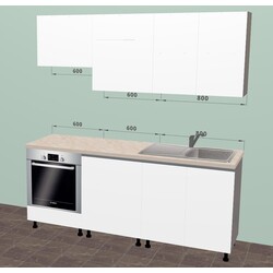 Bucatarie modulara Ambianta Astra 2 2.0m (Alb/Grafit) Thumb