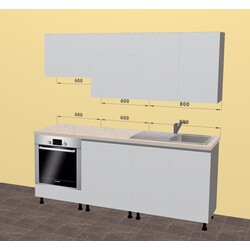 Bucatarie modulara Ambianta Astra 2 2.0m (Gri Deschis/Grafit) Thumb