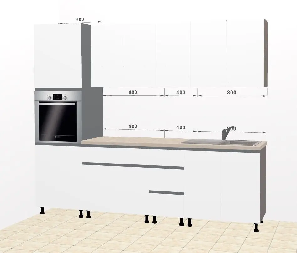 Bucatarie modulara Ambianta Astra 2 2.6m (Alb/Grafit)