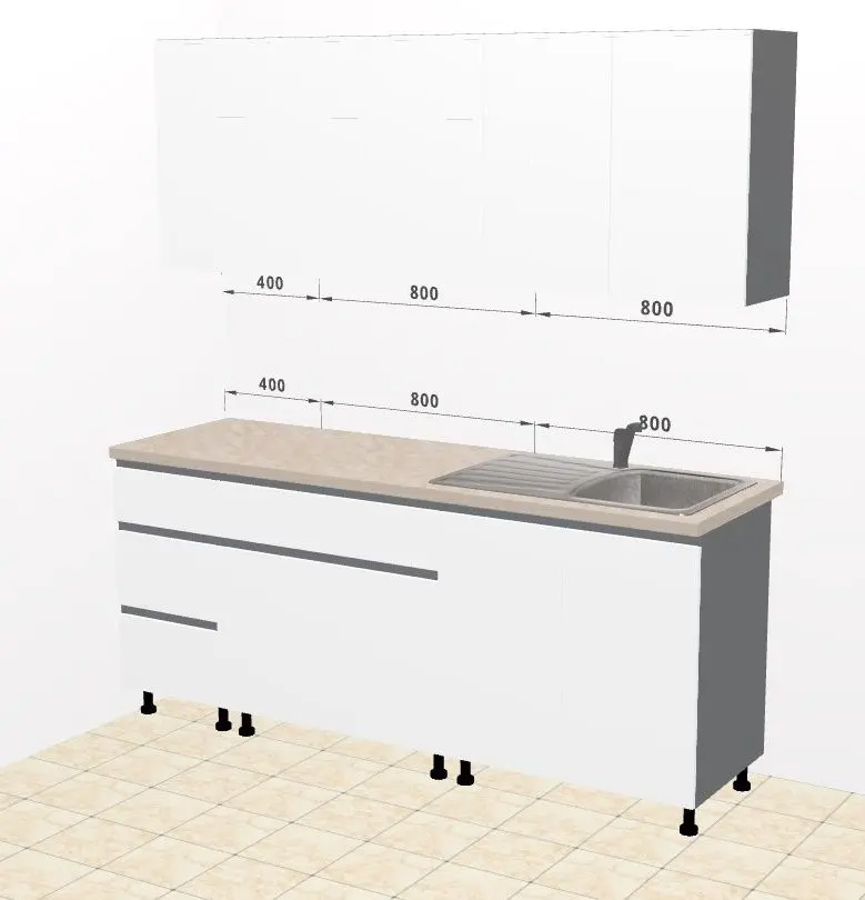 Bucatarie modulara Ambianta Astra 2.0m (Alb/Grafit)