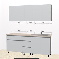 Bucatarie modulara Ambianta Astra 2.0m (Gri Deschis/Grafit) Thumb