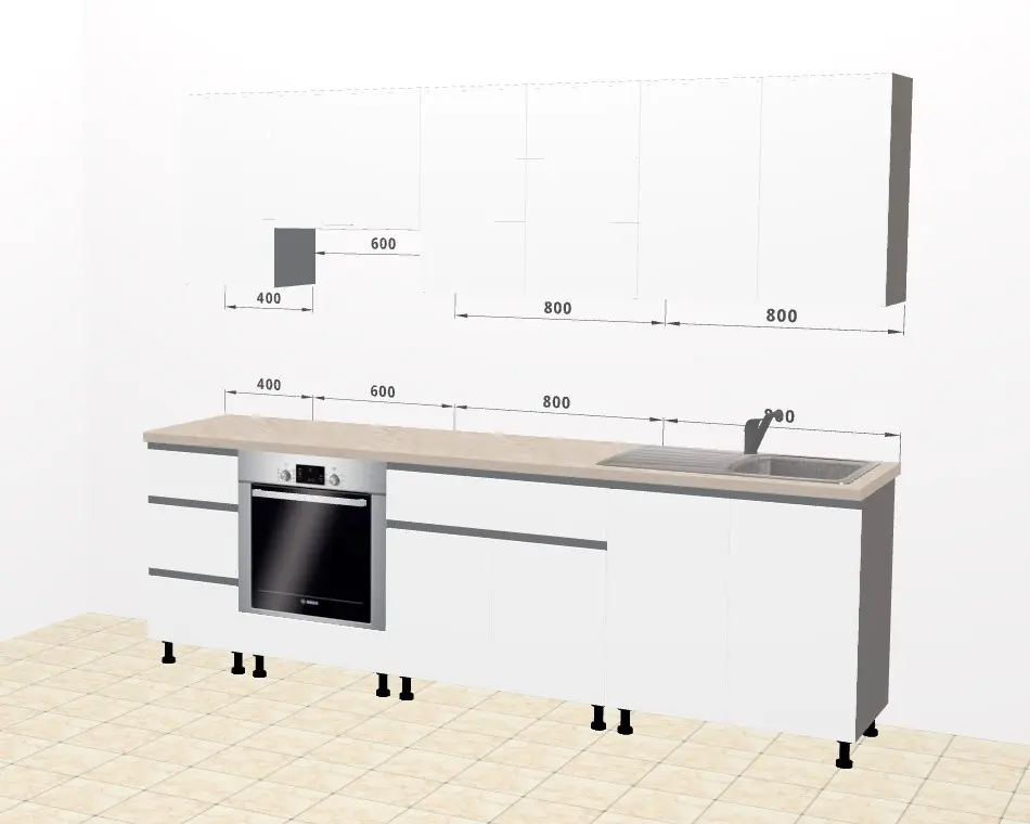 Bucatarie modulara Ambianta Astra 3 2.6m (Alb/Grafit)